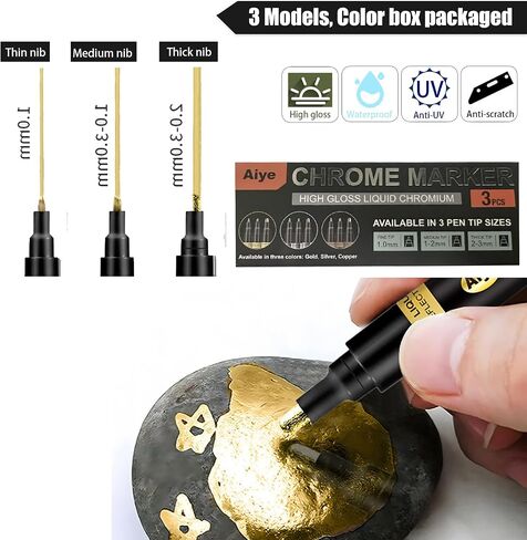 6 Colors Liquid Chrome Paint Pen Markers,Metallic Art Paint Marker Pen for Any Surfac for Plastic Glass Rock Ceramic With Marker Clear pen in Saudi Arabia