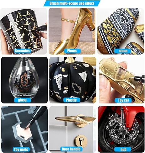 6 Colors Liquid Chrome Paint Pen Markers,Metallic Art Paint Marker Pen for Any Surfac for Plastic Glass Rock Ceramic With Marker Clear pen in Saudi Arabia