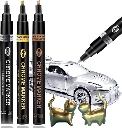 6 Colors Liquid Chrome Paint Pen Markers,Metallic Art Paint Marker Pen for Any Surfac for Plastic Glass Rock Ceramic With Marker Clear pen in Saudi Arabia