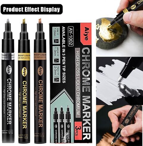 6 Colors Liquid Chrome Paint Pen Markers,Metallic Art Paint Marker Pen for Any Surfac for Plastic Glass Rock Ceramic With Marker Clear pen in Saudi Arabia