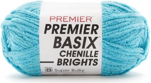 خيوط Premier Yarns Basix Chenille Brights - 5.3 أونصة - #6 وزن ضخم للغاية - حزمة من 3 قطع مع علامات غرز Bella's Crafts (الفطر) in Kuwait