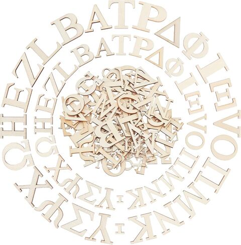 PH PandaHall 96pcs Wooden Greek Letters, 4 Sets 1" 2" Unfinished Natural Wood Alphabets Single Layer Letter Stencils Uppercase Craft Letters for Greek Paddle DIY Painting Crafts Signs Home Party Decor in Saudi Arabia
