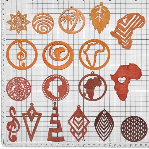 بي اتش باندا هول 36 قطعة من الدلايات الخشبية المجوفة غير المكتملة بـ 18 نمط مفرغ، دلاية خشبية مثلثة على شكل ورقة شجر مجوفة، قطع خشبية فارغة مجوفة لصنع المجوهرات والقلائد والحلقان بنفسك in Kuwait