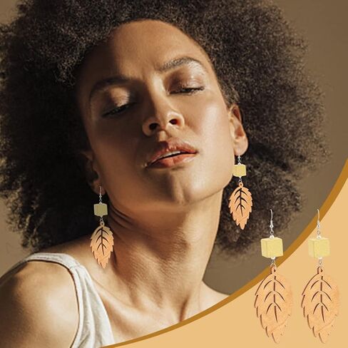 بي اتش باندا هول 36 قطعة من الدلايات الخشبية المجوفة غير المكتملة بـ 18 نمط مفرغ، دلاية خشبية مثلثة على شكل ورقة شجر مجوفة، قطع خشبية فارغة مجوفة لصنع المجوهرات والقلائد والحلقان بنفسك in Kuwait