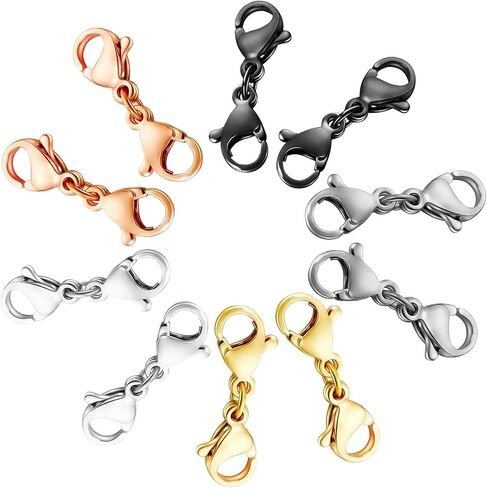 10 Pack Double Lobster Clasp Necklace Clasp Classic Double End Design Necklace Clasps and Closures, Necklace Extender Double Claw Connector Suitable for Jewelry Chain in Saudi Arabia