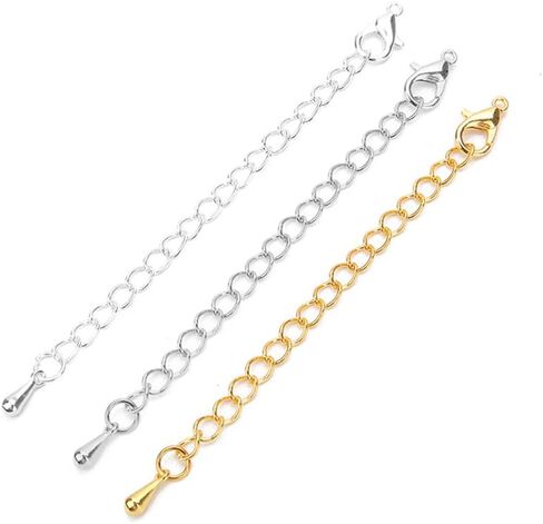 سلسلة تمديد MOTZU 100 قطعة، طول 3 بوصات، سلسلة تمديد سوار من الفولاذ المقاوم للصدأ، تمديدات سلسلة خلخال قلادة، تثبيت قوي، ذهبي in Kuwait