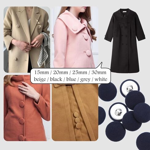 10 قطعة قماش نسيج أزرار مغطاة بأزرار معدنية لبدلات العباءات والبلوزات والسترات السهرة أزرار النسيج الأبيض 15 مللي متر in Kuwait