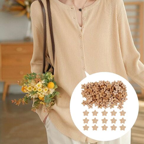 100 قطعة 13 مم زر خشبي على شكل نجمة 2 فتحة DIY اكسسوارات الخياطة in Kuwait