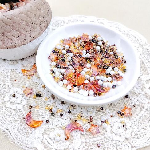 خرز HEOCAKR لصنع المجوهرات، 1200 قطعة من الخرز الأكريليك من سلسلة بني فاتح لمجموعة أدوات صنع الأساور والأقراط، بما في ذلك النجمة والقمر وخرز اللؤلؤ وخرز البذور وخرز فاصل فضفاض للحرف اليدوية in Saudi Arabia