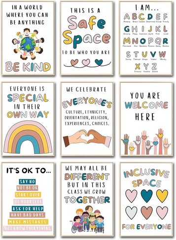 لوازم ركن الهدوء، 9 قطع من ملصقات الصحة العقلية، عناصر ركن مهدئة للاطفال، ديكور الفصول الدراسية والتعليم الخاص، مخطط المشاعر والعواطف لمرضى التوحد في مرحلة ما قبل المدرسة، لا غنى عنها للمعلمين in Kuwait