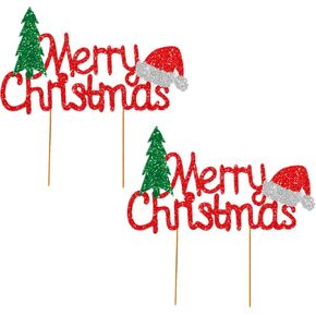 Mllxon Merry Christmas Cake Topper, Christmas Cake Topper, Xmas Tree Cake Topper for Christmas Theme Party Ornaments in Kuwait