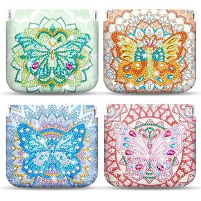 Hsei 4 Pcs Diamond Painting Coin Purse Pouch Leather DIY Rhinestone Paint Handmade Clutch Change Holder Change Purse Diamond Painting Bags for Adults Women Art Craft Makeup (Mandala)