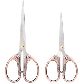 SMAROICE 2 قطعة (6.2" و5.4") مقص مكتب من الفولاذ المقاوم للصدأ باللون الذهبي الوردي، مقص متعدد الأغراض، مقص لجميع الأغراض، مقص احترافي لمستلزمات الخياطة القماشية في المكتب والمنزل والمدرسة. in Kuwait