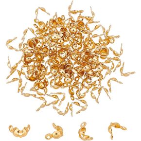 UNICRAFTALE About 100pcs Silver Bead Tips Stainless Steel Calotte Ends 3.5mm Dia Open Clamshell Knot Covers Fold-Over Bead Tips 1.5mm Small Hole End Caps for Knots Crimp Findings