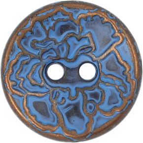Bezelry 12 Pieces Flower Pattern Concave Metal Hole Buttons. 20mm (3/4 inch) (Copper Blue) in Kuwait