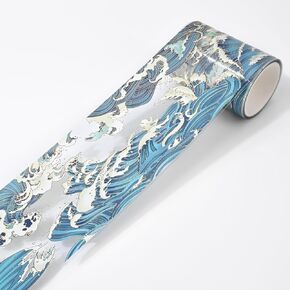 Washi Tape, PET Decorative Adhesive Crafts Tapes for Journals Planners Scrapbook Supplies, Floral Transparent Designed Stickers DIY Waterproof Arts (Blue Flower) in Saudi Arabia