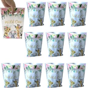 فينغو 30 عبوة من حقائب هدايا الحفلات اللطيفة من وايلد ون، حقائب هدايا بنمط حيوانات سفاري الغابة، اكياس حلوى وديكورات الحفلات للاطفال والبنات وحفلة عيد الميلاد البرية in Kuwait