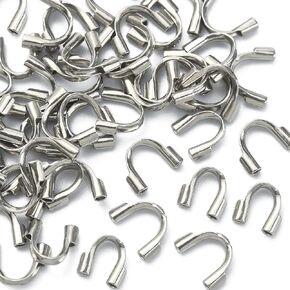 LiQunSweet 50 Pcs 316 Stainless Steel Wire Guardian and Protectors Cable U Shape Guard Accessories for Jewelry Making - 7mm