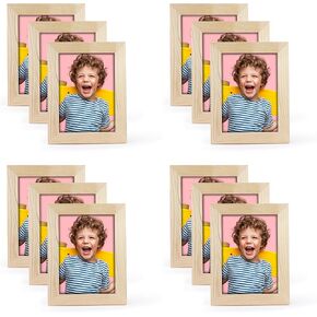 اطارات صور يدوية الصنع مكونة من 12 اطار خشبي غير مكتمل مقاس 4×6، اطارات صور من خشب الصنوبر الصلب للتزيين، لمشاريع الرسم الفنية والحرفية، (مقاس اطار 6×8 يحمل صور 6×4) للبالغين والاطفال in Kuwait