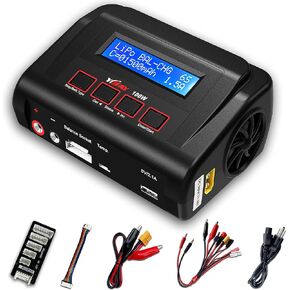 RC Battery Charger AC/DC 100W Lipo Charger Lipo Battery Charger for 2S 3S-6S 7.4v 11.1v Lipo Battery Packs with TRX/Alligator Clip//XT60/T-Deans/Tamiya/JST/Futaba in Saudi Arabia