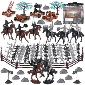 110 قطعة من ألعاب فرسان قلعة القرون الوسطى، شخصيات المحاربين القدامى، لعبة رجال الجيش، مجموعة ألعاب قاعدة عسكرية بلاستيكية مع برج سهم الفرسان، حقيبة تخزين هدية للأولاد والبنات والأطفال 3+ in Kuwait