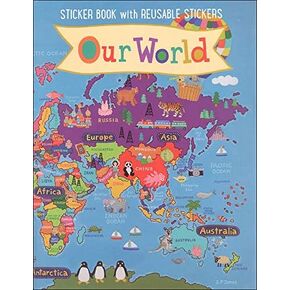 Waypoint Geographic Kids' Animals Around The World Sticker Book, Self-Adhesive Vinyl Stickers, Illustrated Reusable Sticker Book, Informative Educational Tool for Kids, 12.25" L x 8.75" W x 0.25" H
