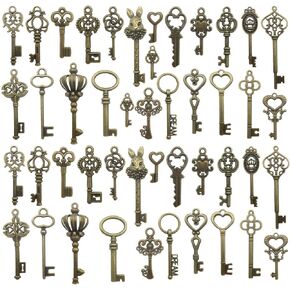 Sailanzi 45 قطعة العتيقة برونزية نمط خمر الهيكل العظمي مفاتيح السحر ل عقد دي اي واي سوار النتائج مجوهرات صنع الإكسسوارات SM107 in Kuwait