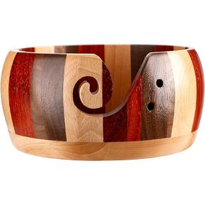 Wooden Yarn Bowls for Crocheting Crochet Bowl Knit Bowls for Yarn Crochet Basket Wool Storage Basket Round with Holes Handmade Craft Crochet Kit Organizer Perfect for Mother's Day (Multicolor) in Kuwait