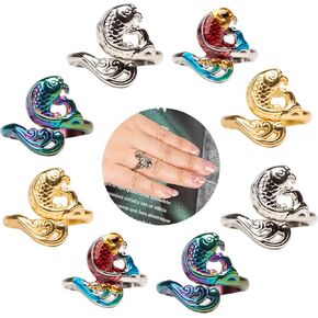 GYGYL 8 Pcs Adjustable Knitting Loop Crochet Loop Ring, Knitting Accessories, Faster Crocheting for Mother Grandma Thanksgiving Presents-Carp Shape