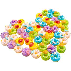 50 قطعة من الراتنج على شكل دونات مصغرة محاكاة دلايات دونات ملونة على شكل دونات لمنزل صغير 1:12، مجموعات مطبخ مصغرة لتزيين حافظة الهاتف بنفسك، اكسسوارات مجوهرات in Kuwait
