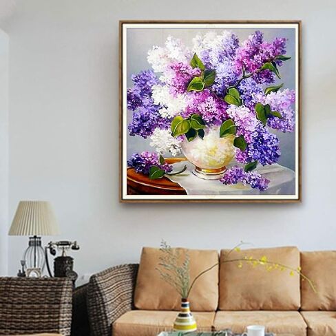 DCIDBEI DIY 5d Diamond Painting Shiny Crystal Diamond Kits, Purple Flowers Painting Diamonds, Rhinestone Embroidery Cross Stitch Kits Supply Arts Craft Canvas Wall Decor Stickers Home decor12x12inches in Kuwait
