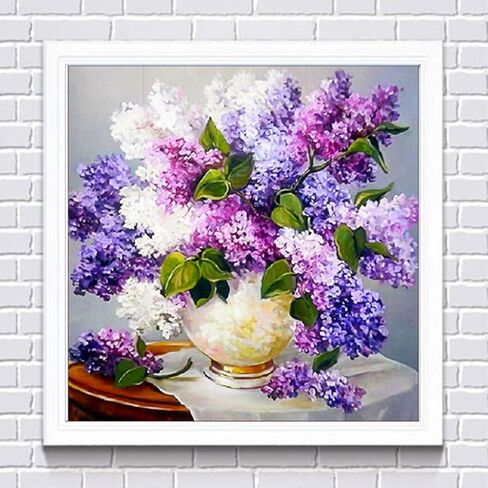 DCIDBEI DIY 5d Diamond Painting Shiny Crystal Diamond Kits, Purple Flowers Painting Diamonds, Rhinestone Embroidery Cross Stitch Kits Supply Arts Craft Canvas Wall Decor Stickers Home decor12x12inches in Kuwait
