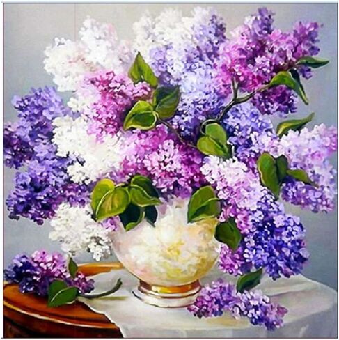DCIDBEI DIY 5d Diamond Painting Shiny Crystal Diamond Kits, Purple Flowers Painting Diamonds, Rhinestone Embroidery Cross Stitch Kits Supply Arts Craft Canvas Wall Decor Stickers Home decor12x12inches in Kuwait