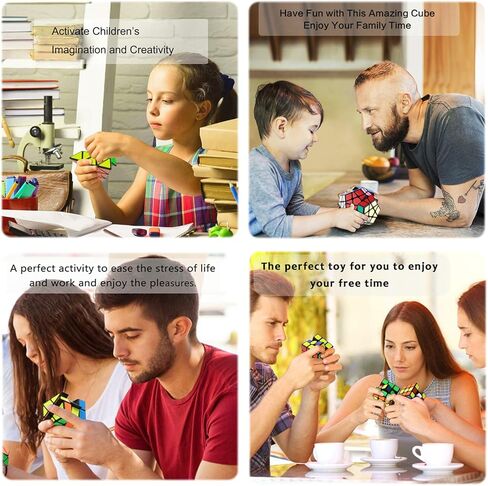 Roxenda Speed Cube Set, Speed Cube Bundle of 2x2 3x3 4x4 Skew Megaminx Pyramid Cube and Magic Rainbow Ball Smoothly Magic Cubes Collection for Kids & Adults [7 Pack] (Black) in Kuwait