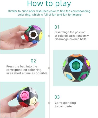 Roxenda Speed Cube Set, Speed Cube Bundle of 2x2 3x3 4x4 Skew Megaminx Pyramid Cube and Magic Rainbow Ball Smoothly Magic Cubes Collection for Kids & Adults [7 Pack] (Black) in Kuwait