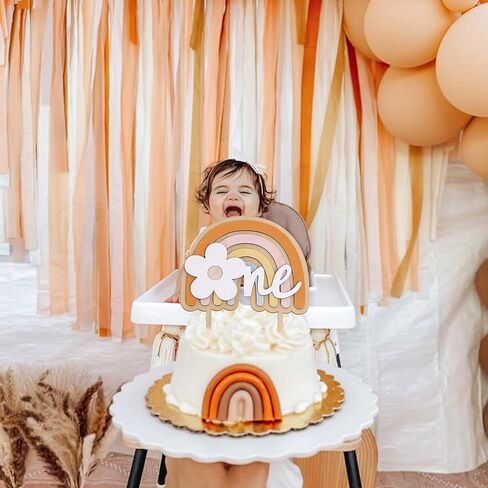 بوهو تحت عنوان كعكة خشبية توبر - الرجعية ديزي جروفي حزب زهرة الحلوى كب كيك توبر الديكور، الأول / عيد الميلاد الأول الطفل دش حزب الهبي تفضل اللوازم (بوهو ديزي W C توبر البرتقالي) in Kuwait