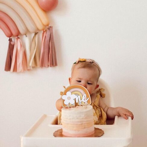 بوهو تحت عنوان كعكة خشبية توبر - الرجعية ديزي جروفي حزب زهرة الحلوى كب كيك توبر الديكور، الأول / عيد الميلاد الأول الطفل دش حزب الهبي تفضل اللوازم (بوهو ديزي W C توبر البرتقالي) in Kuwait