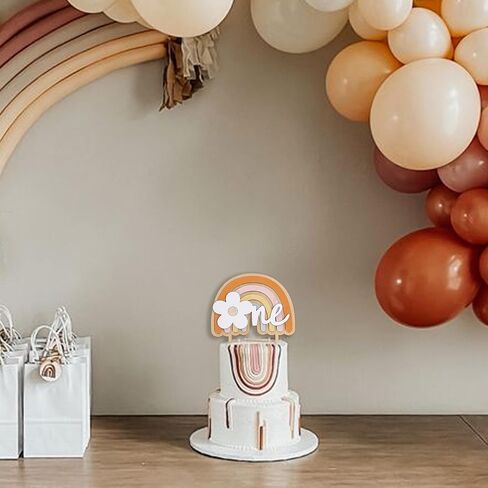 بوهو تحت عنوان كعكة خشبية توبر - الرجعية ديزي جروفي حزب زهرة الحلوى كب كيك توبر الديكور، الأول / عيد الميلاد الأول الطفل دش حزب الهبي تفضل اللوازم (بوهو ديزي W C توبر البرتقالي) in Kuwait