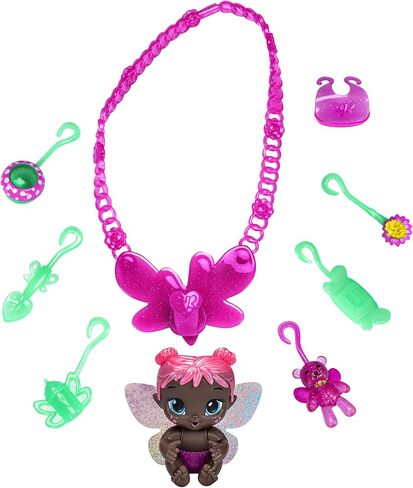 Baby Alive Glo Pixies Minis Carry ‘n Care Necklace, Lilac Pearl, 3.75-Inch Pixie Doll Toy with Doll Carrier and Nurturing Charm Necklace in Kuwait