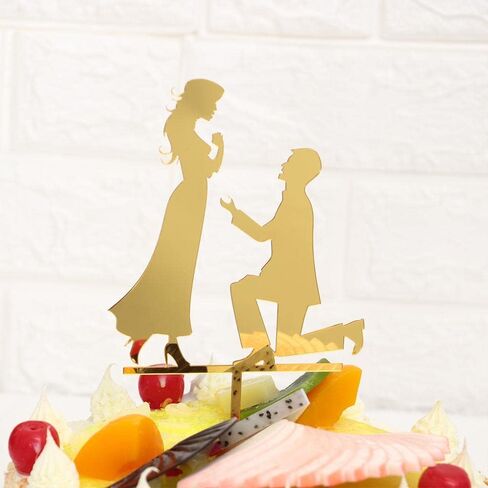 HomeSoGood 5Pcs Wedding Cake Topper Bride Groom Mr Mrs Wedding Decorations Acrylic Gold Cake Toppers Marriage Party Supplies Adult Favors(6.3inch,Gold) in Saudi Arabia