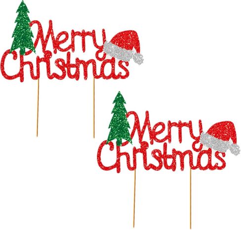 Mllxon Merry Christmas Cake Topper, Christmas Cake Topper, Xmas Tree Cake Topper for Christmas Theme Party Ornaments in Kuwait