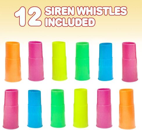 ArtCreativity Siren Whistles for Kids - Pack of 12, Durable Plastic Siren Noise Maker Party Whistles, Bright Assorted Colors, Birthday Party Favors, Piñata Fillers, Treasure Box Prizes in Saudi Arabia