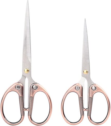 SMAROICE 2 قطعة (6.2" و5.4") مقص مكتب من الفولاذ المقاوم للصدأ باللون الذهبي الوردي، مقص متعدد الأغراض، مقص لجميع الأغراض، مقص احترافي لمستلزمات الخياطة القماشية في المكتب والمنزل والمدرسة. in Kuwait