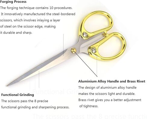 SMAROICE 2 قطعة (6.2" و5.4") مقص مكتب من الفولاذ المقاوم للصدأ باللون الذهبي الوردي، مقص متعدد الأغراض، مقص لجميع الأغراض، مقص احترافي لمستلزمات الخياطة القماشية في المكتب والمنزل والمدرسة. in Kuwait