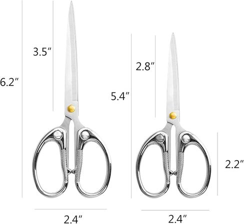 SMAROICE 2 قطعة (6.2" و5.4") مقص مكتب من الفولاذ المقاوم للصدأ باللون الذهبي الوردي، مقص متعدد الأغراض، مقص لجميع الأغراض، مقص احترافي لمستلزمات الخياطة القماشية في المكتب والمنزل والمدرسة. in Kuwait