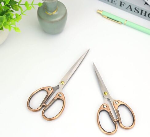 SMAROICE 2 قطعة (6.2" و5.4") مقص مكتب من الفولاذ المقاوم للصدأ باللون الذهبي الوردي، مقص متعدد الأغراض، مقص لجميع الأغراض، مقص احترافي لمستلزمات الخياطة القماشية في المكتب والمنزل والمدرسة. in Kuwait