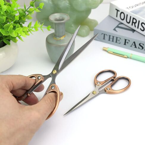 SMAROICE 2 قطعة (6.2" و5.4") مقص مكتب من الفولاذ المقاوم للصدأ باللون الذهبي الوردي، مقص متعدد الأغراض، مقص لجميع الأغراض، مقص احترافي لمستلزمات الخياطة القماشية في المكتب والمنزل والمدرسة. in Kuwait