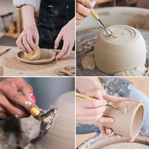 مجموعة أدوات الطين، 16 قطعة من أدوات طين البوليمر، مجموعة أدوات الفخار، مجموعة أدوات نحت طين السيراميك للبالغين والأطفال حرفة الفخار، والنحت، والتنقيط، والقولبة، والتشكيل، والتشكيل in Kuwait