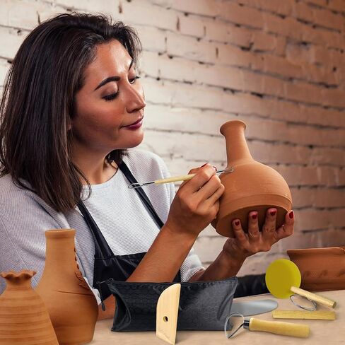 مجموعة أدوات الطين، 16 قطعة من أدوات طين البوليمر، مجموعة أدوات الفخار، مجموعة أدوات نحت طين السيراميك للبالغين والأطفال حرفة الفخار، والنحت، والتنقيط، والقولبة، والتشكيل، والتشكيل in Kuwait