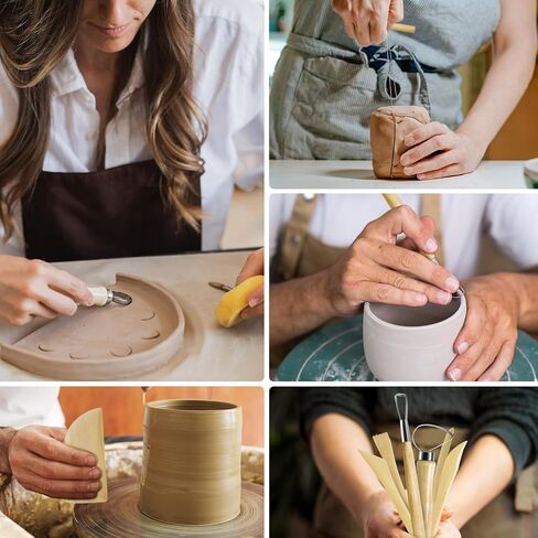 مجموعة أدوات الطين، 16 قطعة من أدوات طين البوليمر، مجموعة أدوات الفخار، مجموعة أدوات نحت طين السيراميك للبالغين والأطفال حرفة الفخار، والنحت، والتنقيط، والقولبة، والتشكيل، والتشكيل in Kuwait